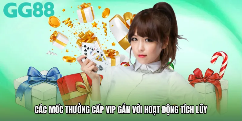 Các mốc Thưởng cấp vip gắn với hoạt động tích lũy